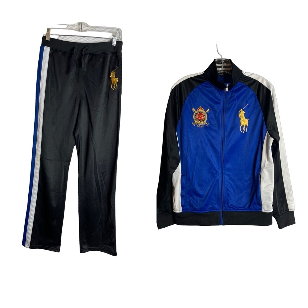 Polo Ralph Lauren track suit. Big pony and chest crest black/blue & white 14-20